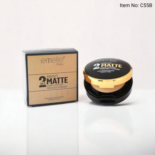 Emelie 2 in 1 Matte Long Lasting Pressed Powder