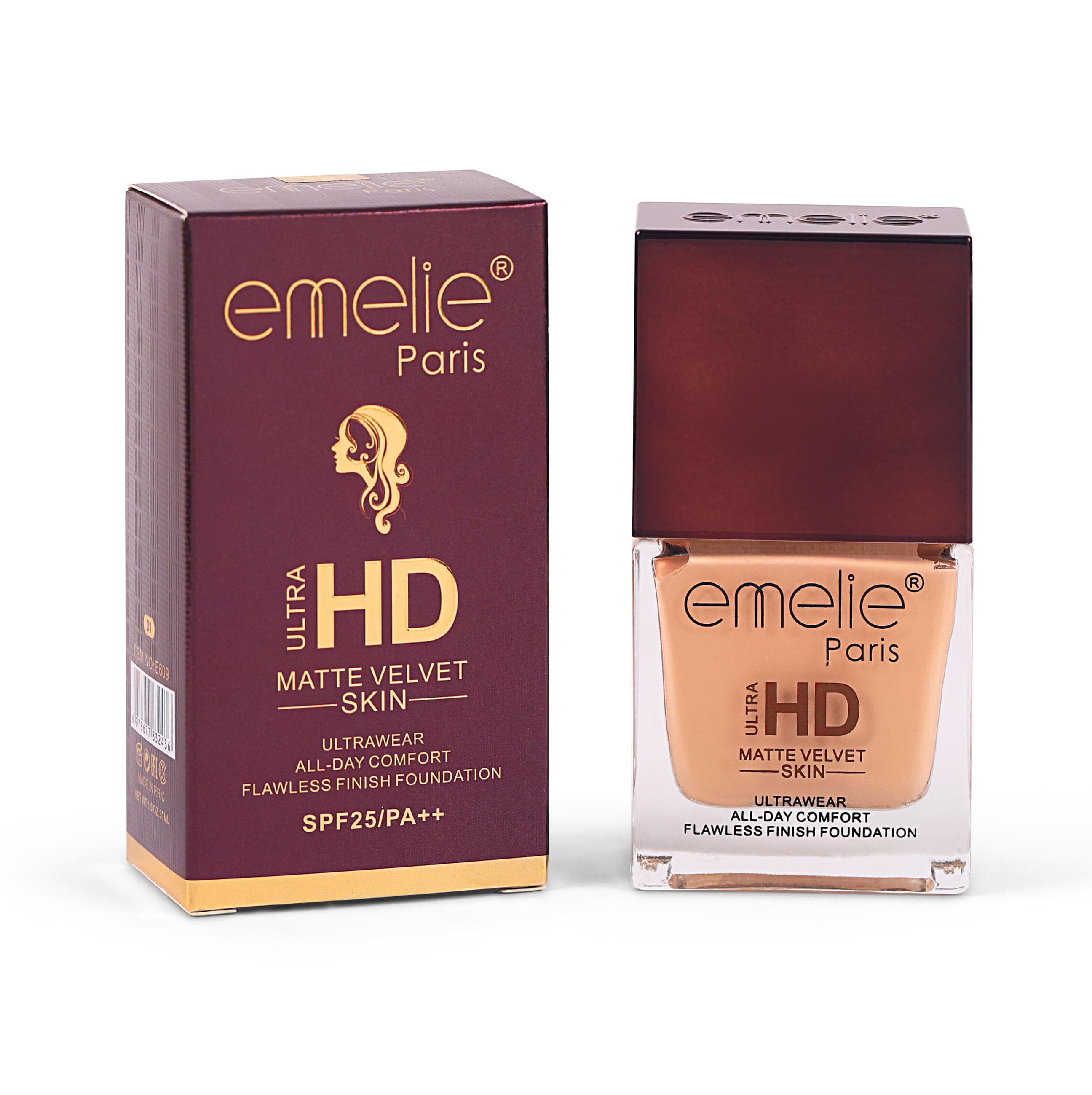 Emelie Paris Ultra HD Matte Velvet Skin Foundation – 30ml