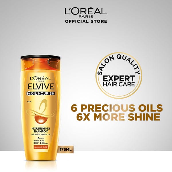 LOreal Paris Elvive 6 Oil Nourish Shampoo 175 ml - For Dull & Dry Hair