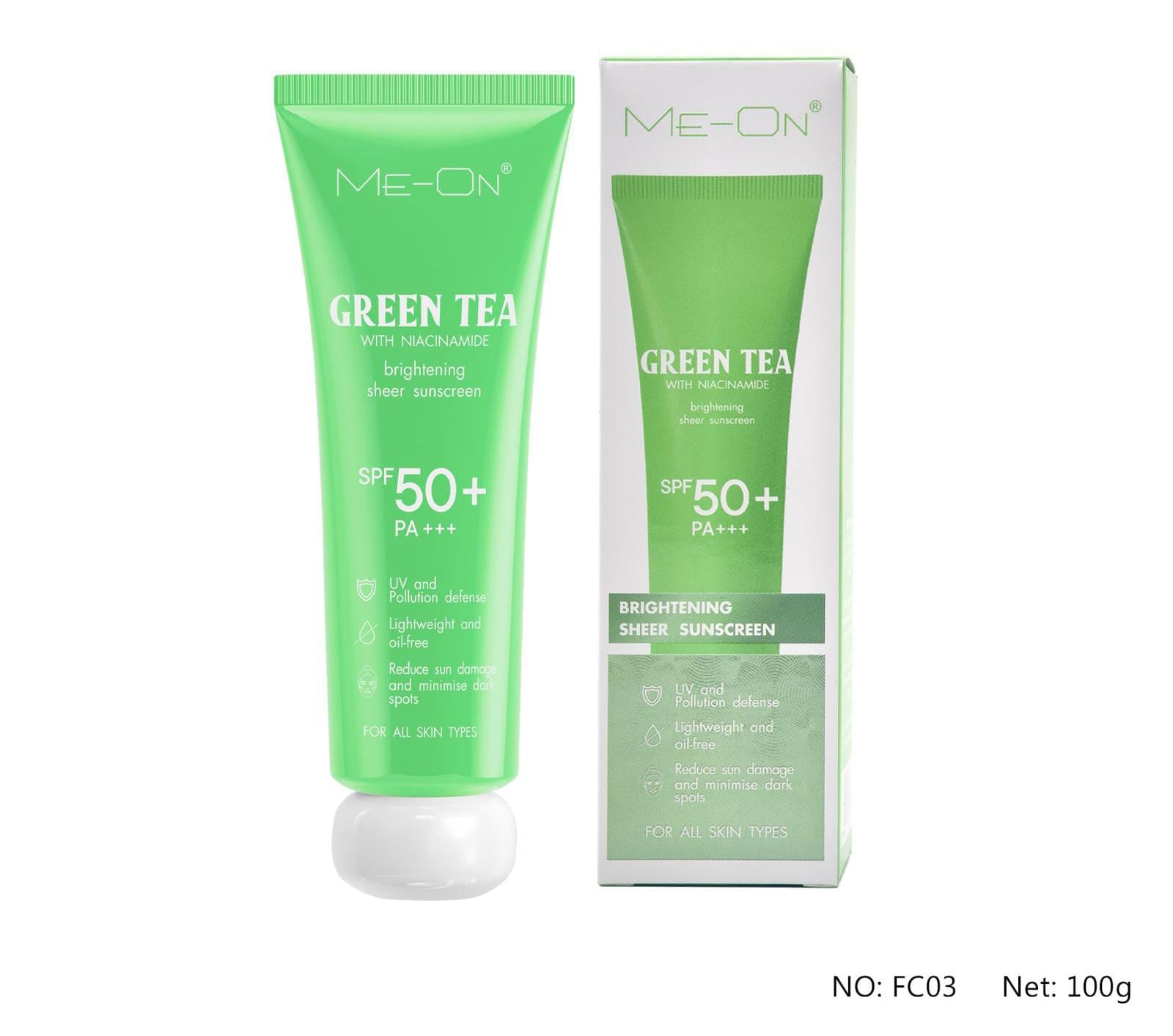 ME-ON DE-TAN Brightening Sun Screen Green Tea With Nacinamide SPF 50+
